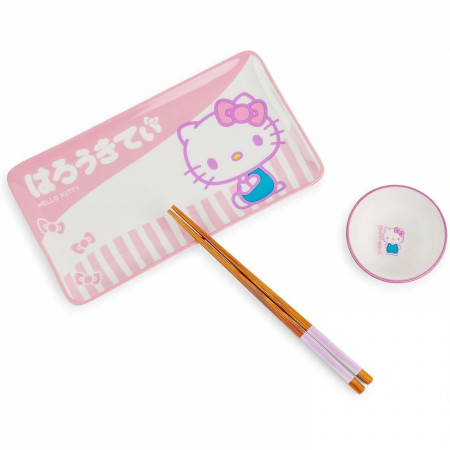 Hello Kitty Sanrio Tokyo Pink 3-Piece Boxed Ceramic Sushi Set